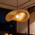 Hand woven bamboo pendant light