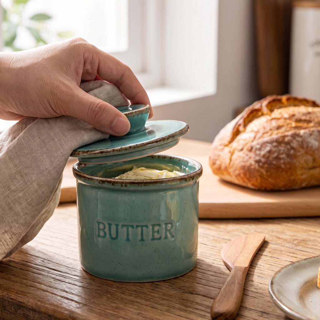 Ceramic butter dish with lid