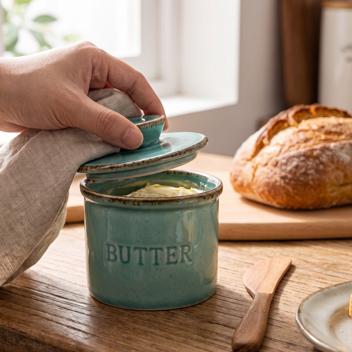 Ceramic butter dish with lid
