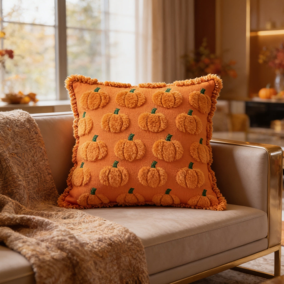 Fall pillow cover in living room