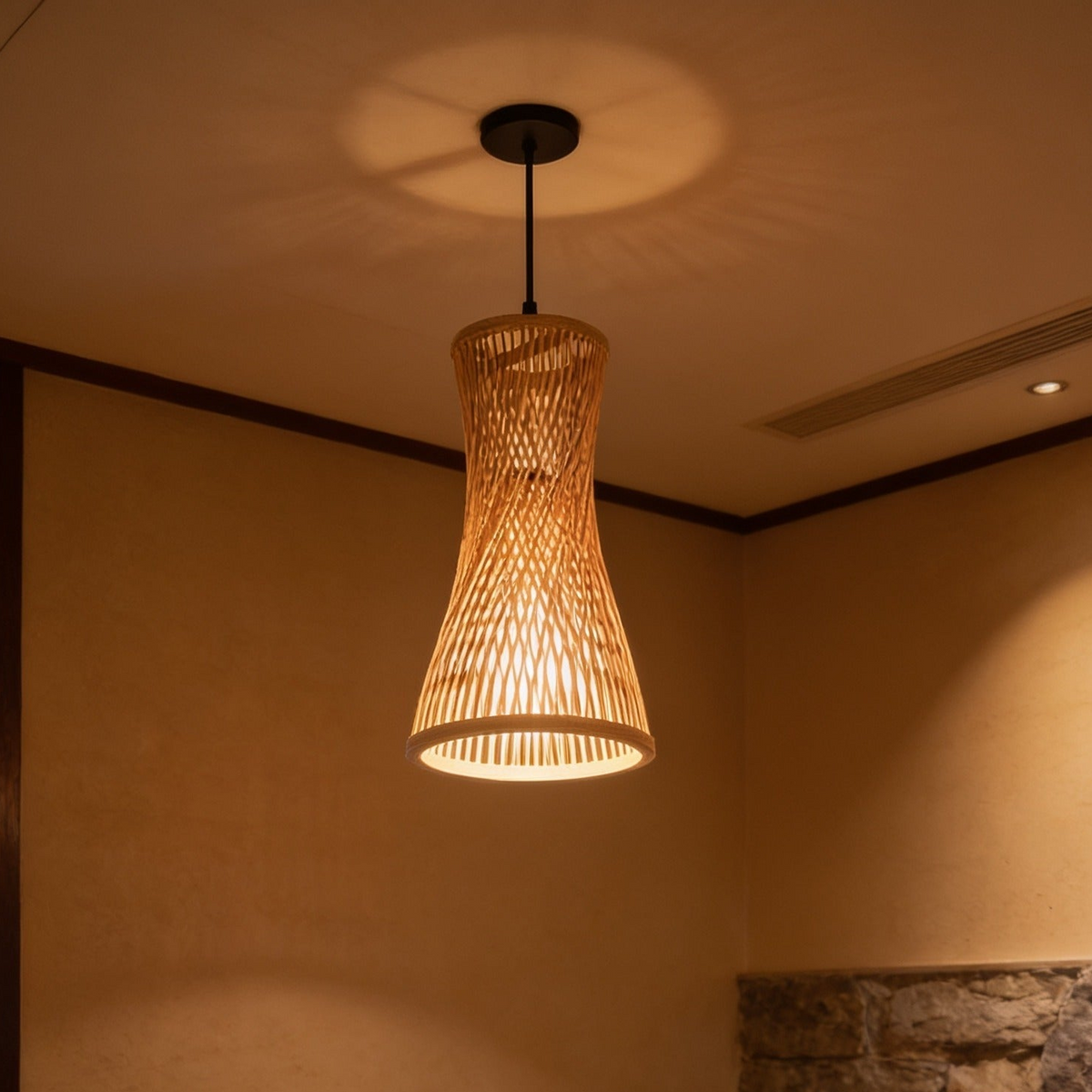 Japanese bamboo chandelier detail