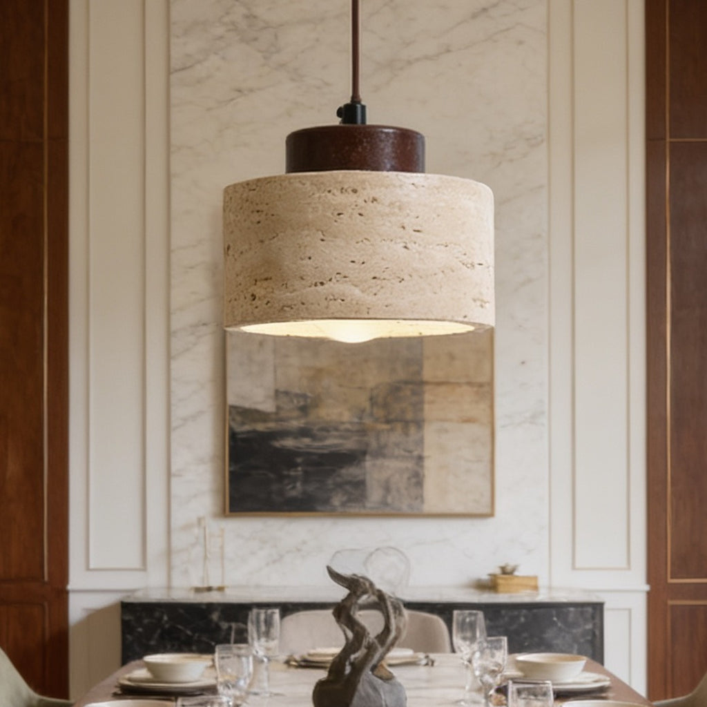 Travertine stone pendant light