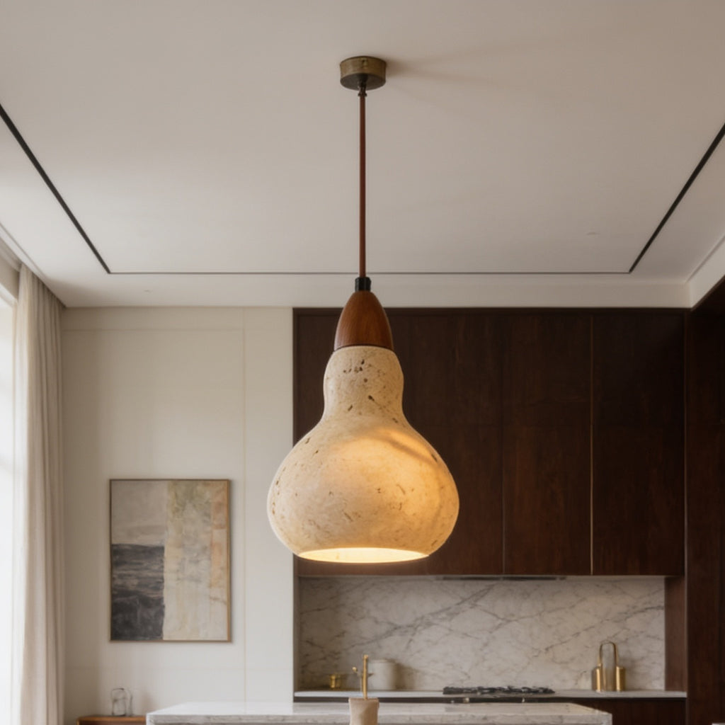 Travertine stone pendant lamp