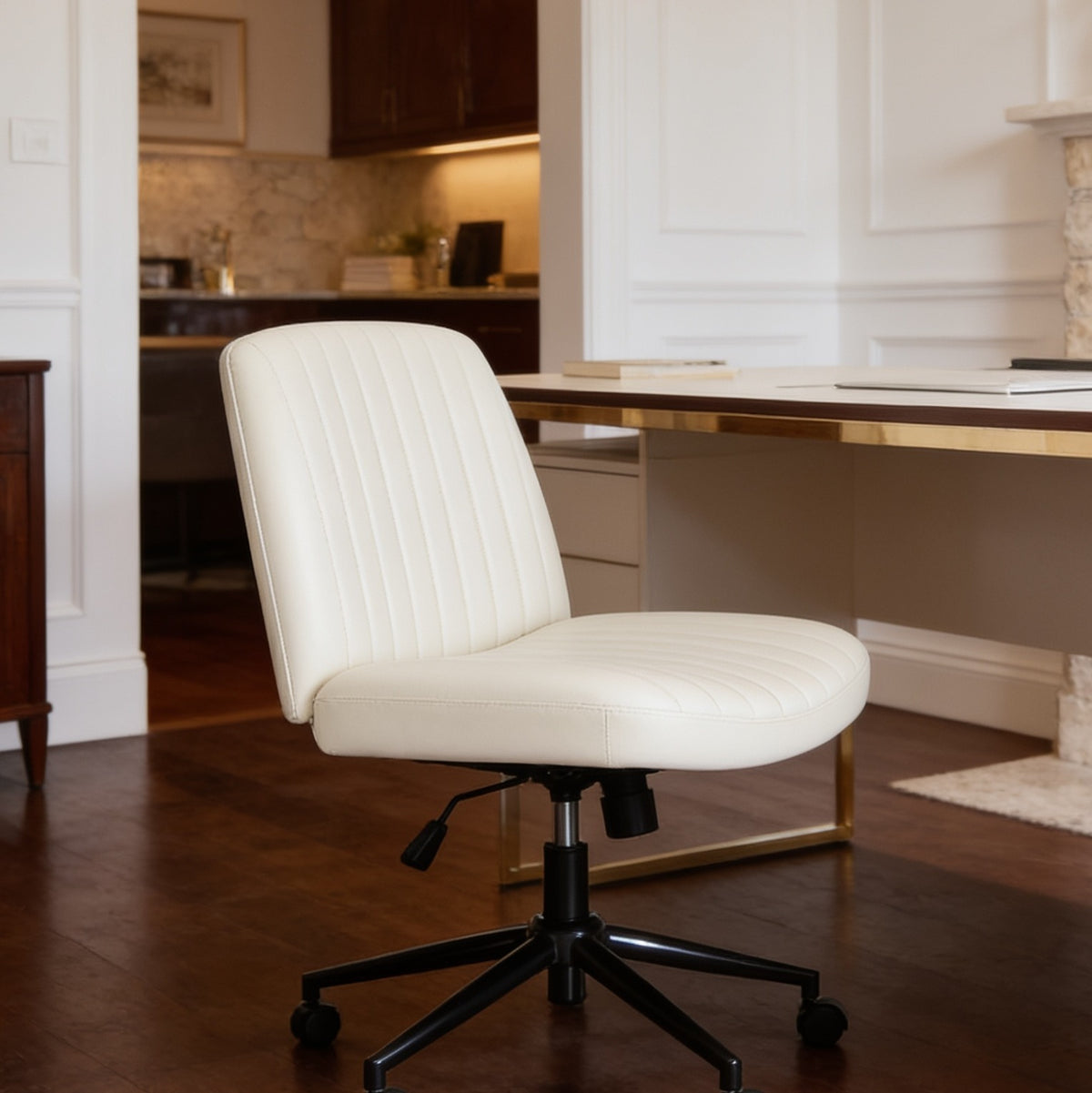 Armless criss cross desk chair