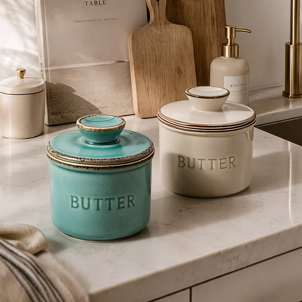 Ceramic butter dish with lid