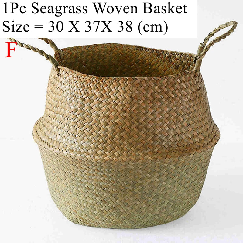 Size F seagrass belly basket with its rim turned outward
