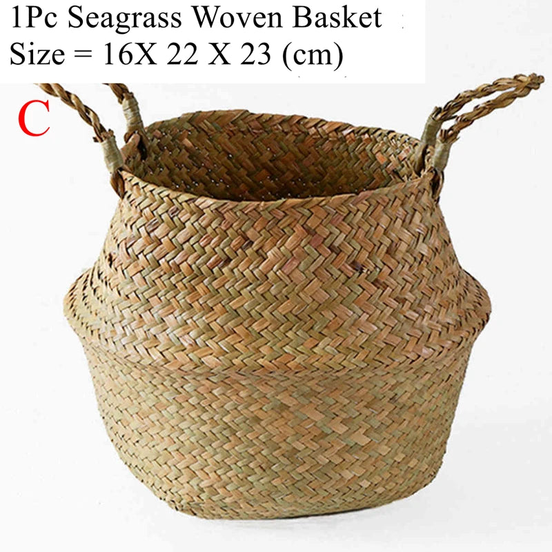 Size C seagrass belly basket shown on a plain background