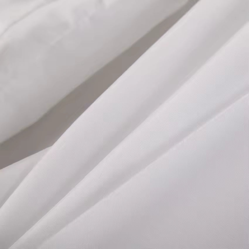 Waterproof Shower Curtain, White Solid Polyester Bath Drape with Weighted Hem and 12 Hooks, Six Widths for Bathtubs and Walk In Showers