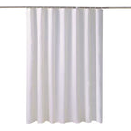 Waterproof Shower Curtain, White Solid Polyester Bath Drape with Weighted Hem and 12 Hooks, Six Widths for Bathtubs and Walk In Showers