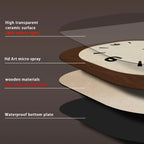 Layer diagram showing the clock face, wood body and back plate stacked apart