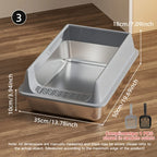 Measurement diagram of the size three gray litter box with dimension arrows