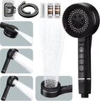 Filtered Massage Shower Head, Handheld ABS Sprayer with Silicone Tips, Button Spray Modes, Water Stop and Washable Filter, for Bathrooms