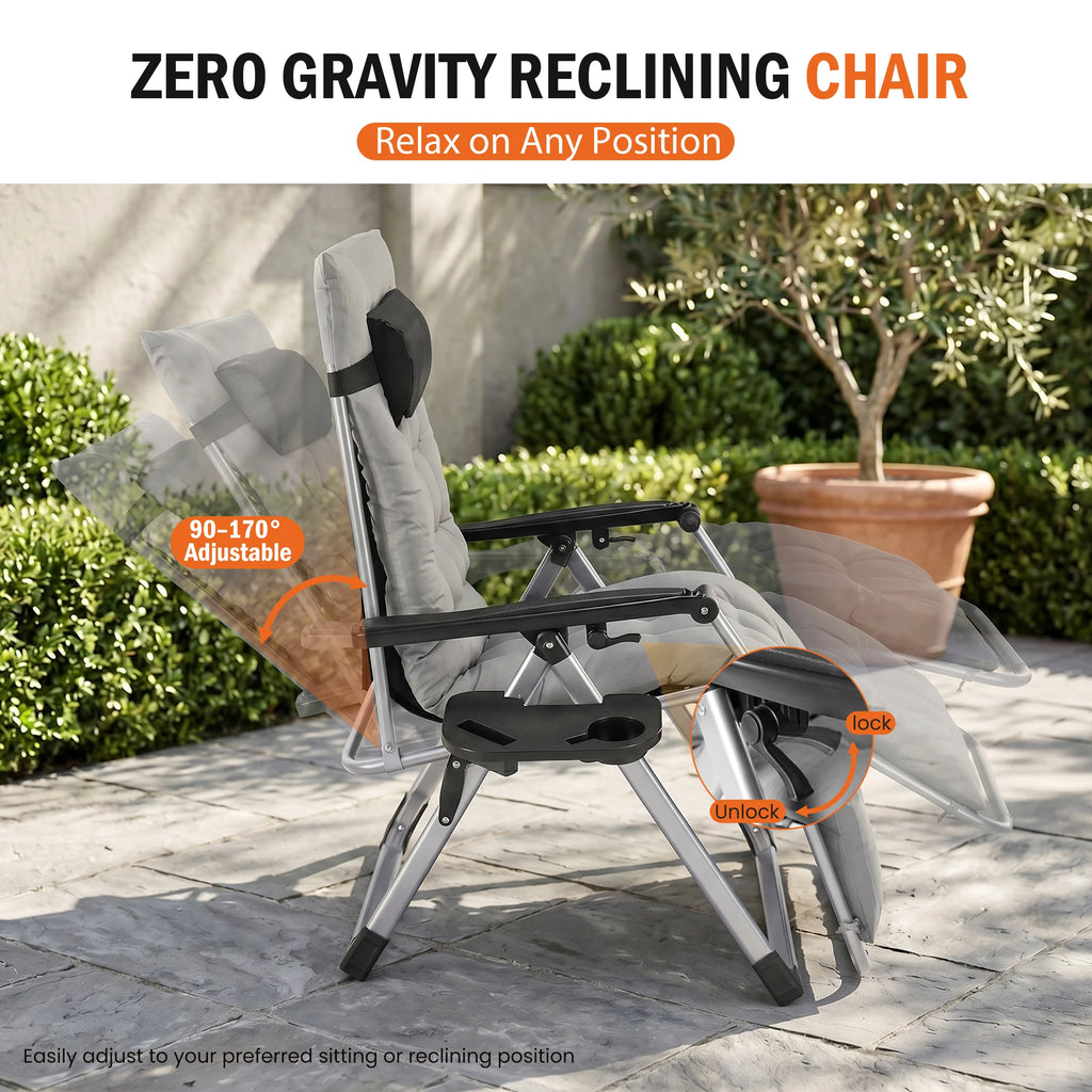 Feature banner showing the padded recliner folded and reclined with an angle callout
