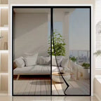 Magnetic Door Screen Curtain, Black Nylon Mesh Insect Net with Hook and Loop Fixing for Patio, Balcony and Kitchen Doorways