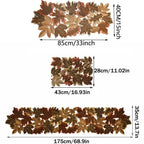 Size chart comparing three lengths of the leaf runner with widths marked