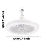 Fan light on white with its size labels and the screw in base shown