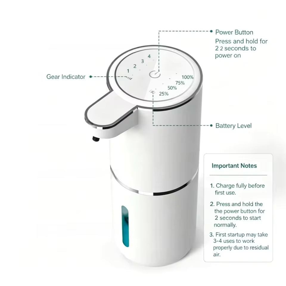 Automatic Soap Dispenser, Touchless Infrared Sensor Pump for Foam or Liquid Hand Wash, USB Rechargeable ABS Unit for Bathroom and Kitchen