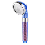 Mineral Filter Shower Head, Handheld Chrome Sprayer with Clear Bead Barrel, Rainfall Jet and Massage Settings, Water Saving for Bathrooms