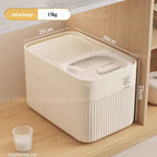 Airtight Rice Storage Container with Measuring Cup, Sealed Food Grade Bin for Rice, Flour, Cereal and Dry Pet Food, 5 to 15 kg / 11 to 33 lb
