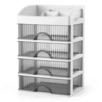 Empty five drawer organizer on a plain white background