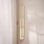 Measurement view of the gold framed tube against a sunlit wall