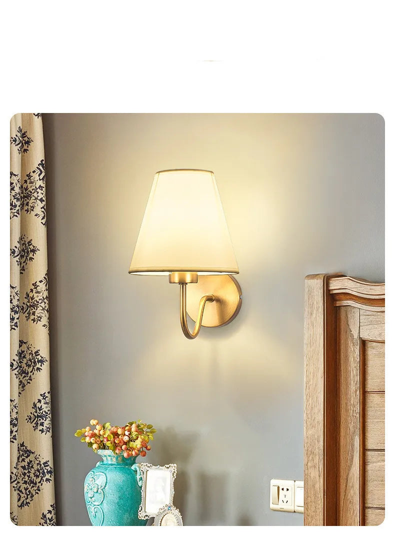 Modern Fabric Wall Lamps Retro Bedside Wall Lamp Living Room Wall Lights Simple Loft Wall Sconce Lighting Fixture AC85-265V E27