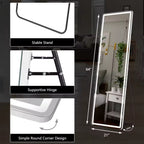 LED Full Length Mirror, 64 by 21 in / 163 by 53 cm Lighted Dressing Glass with Three Light Colors and Touch Dimming, Bedroom and Hallway