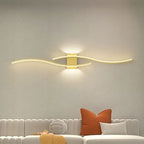 Curved LED Wall Sconce, 60 cm (23.6 in) / 80 cm (31.5 in) Wavy Metal Light Bar, Up and Down Glow, Modern Wall Light for Living Room