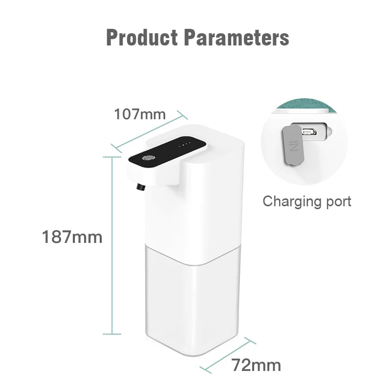 Parameter diagram giving the pump width height depth and charging port
