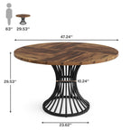 Dimension diagram of the round table with height and width labeled in inches