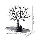 Dimension diagram of the branching stand with tray width and height labeled