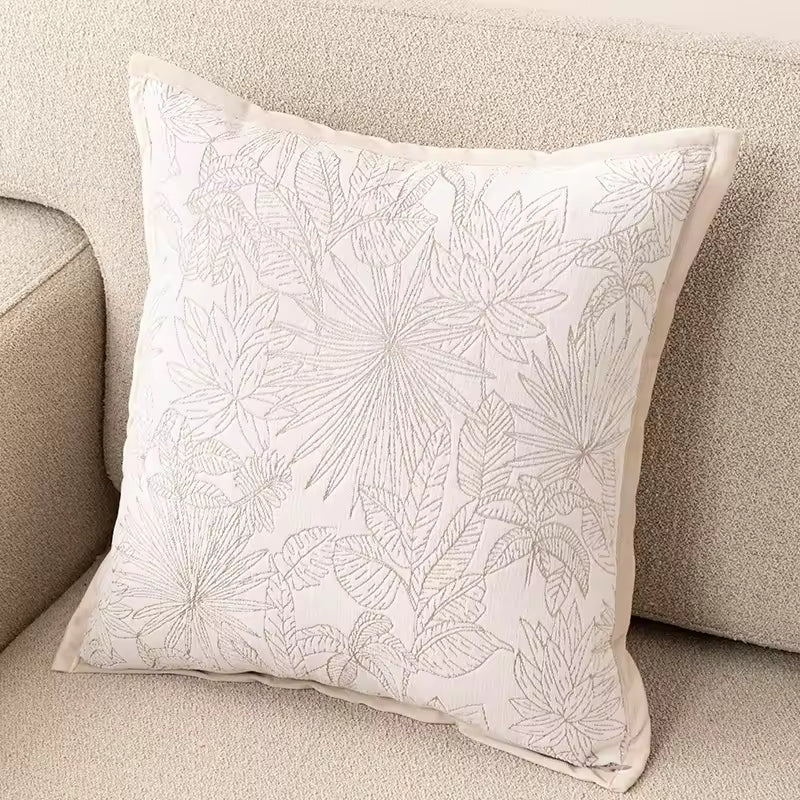 Cream Chenille Throw Pillow Cover, Woven Jacquard Cushion Case in Ivory, Five Designs, 40 x 40 to 50 x 50 cm / 15.7 to 19.7 in