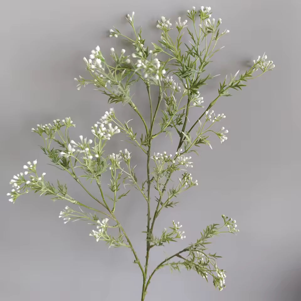 Faux Gypsophila Branches, Set of 5 Artificial Baby's Breath Stems in White, 72 cm / 28.3 in, for a Tall Vase, Console or Wedding Table