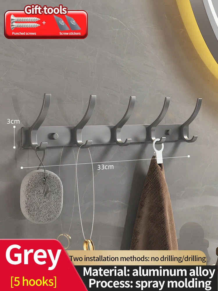 Product board for the gray five hook rail measuring 33 cm / 13 in across