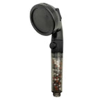 Mineral Filter Shower Head, Handheld Chrome Sprayer with Clear Bead Barrel, Rainfall Jet and Massage Settings, Water Saving for Bathrooms