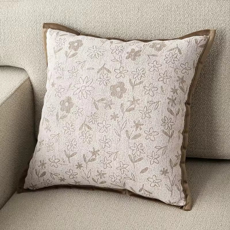 Beige Chenille Throw Pillow Cover, Woven Jacquard Cushion Case in Taupe and Tan, Three Designs, 40 x 40 to 50 x 50 cm / 15.7 to 19.7 in