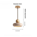 Spec drawing of the ball topped stone shade with drop and width marked