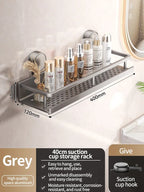 Product board for the 40 cm / 15.7 in gray shelf listing its easy fixing points