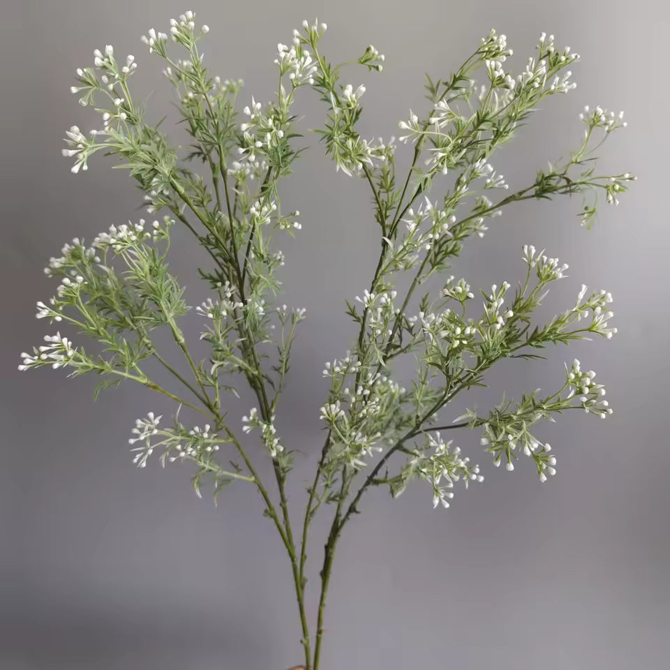 Faux Gypsophila Branches, Set of 5 Artificial Baby's Breath Stems in White, 72 cm / 28.3 in, for a Tall Vase, Console or Wedding Table