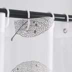Leaf Print Shower Curtain Liner, Semi Transparent PEVA Bath Panel with Plastic Hooks and Reinforced Grommets, for Tubs and Stalls