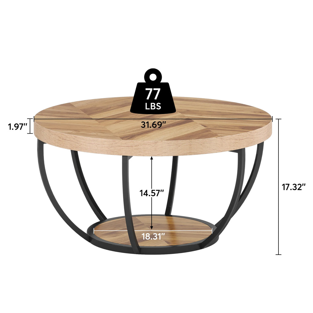 Spec diagram of the pale wood coffee table showing the weight it can hold