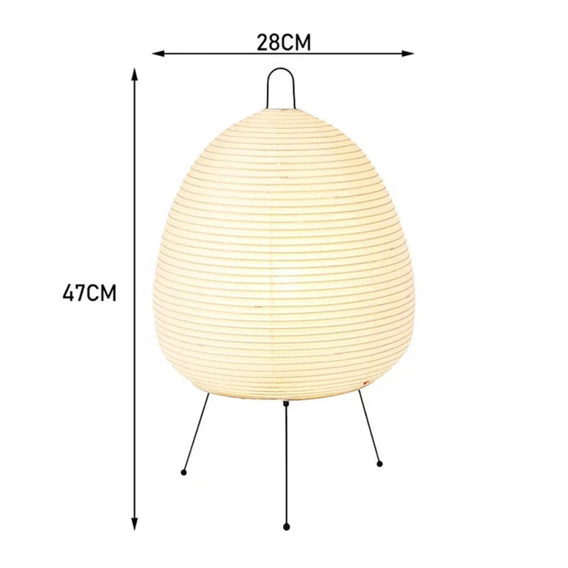 Size diagram of the paper shade table lamp showing shade width and total height