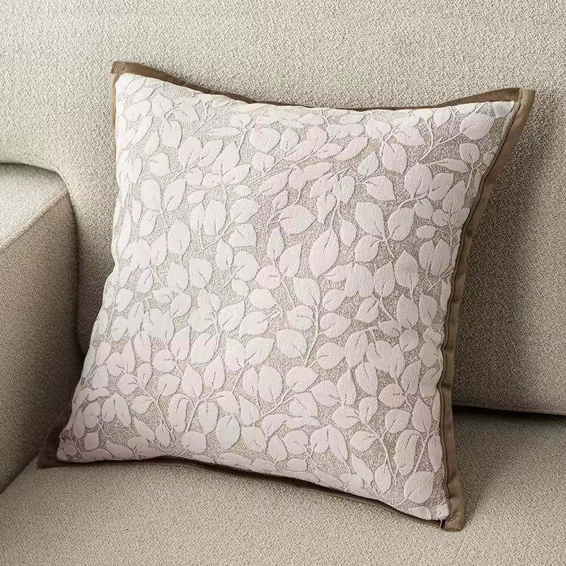 Beige Chenille Throw Pillow Cover, Woven Jacquard Cushion Case in Taupe and Tan, Three Designs, 40 x 40 to 50 x 50 cm / 15.7 to 19.7 in