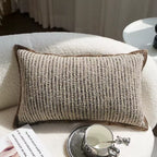 Textured Throw Pillow Cover, Woven Cushion Case in Brown, Gray and Chocolate, 45 x 45 cm / 17.7 in Square or 30 x 50 cm / 19.7 in Lumbar