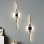 Curved LED Wall Sconce, 60 cm (23.6 in) / 80 cm (31.5 in) Wavy Metal Light Bar, Up and Down Glow, Modern Wall Light for Living Room