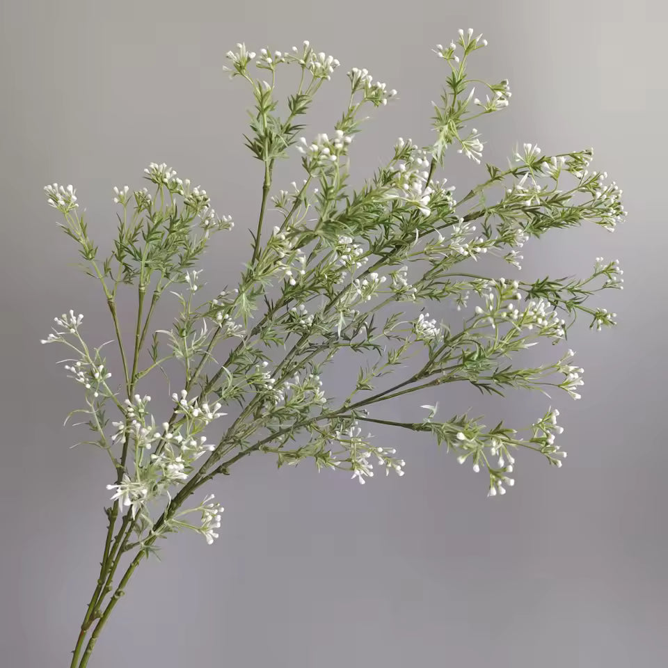 Faux Gypsophila Branches, Set of 5 Artificial Baby's Breath Stems in White, 72 cm / 28.3 in, for a Tall Vase, Console or Wedding Table