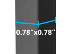 Close detail of the square steel upright with its thickness measured