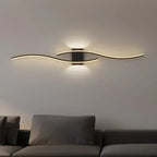 Curved LED Wall Sconce, 60 cm (23.6 in) / 80 cm (31.5 in) Wavy Metal Light Bar, Up and Down Glow, Modern Wall Light for Living Room