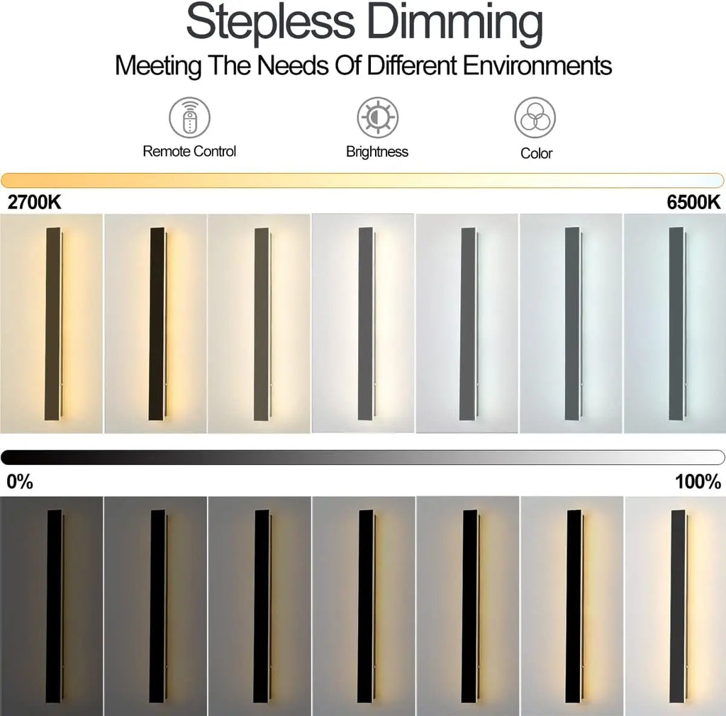 Chart showing the light bar at color temperatures from warm to cool with a dimming scale