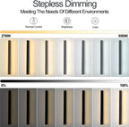 Chart showing the light bar at color temperatures from warm to cool with a dimming scale
